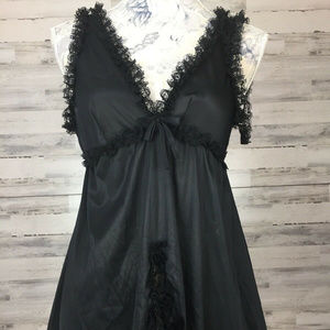 Vintage Durelle M Lingerie Teddy Nightgown Ruffle